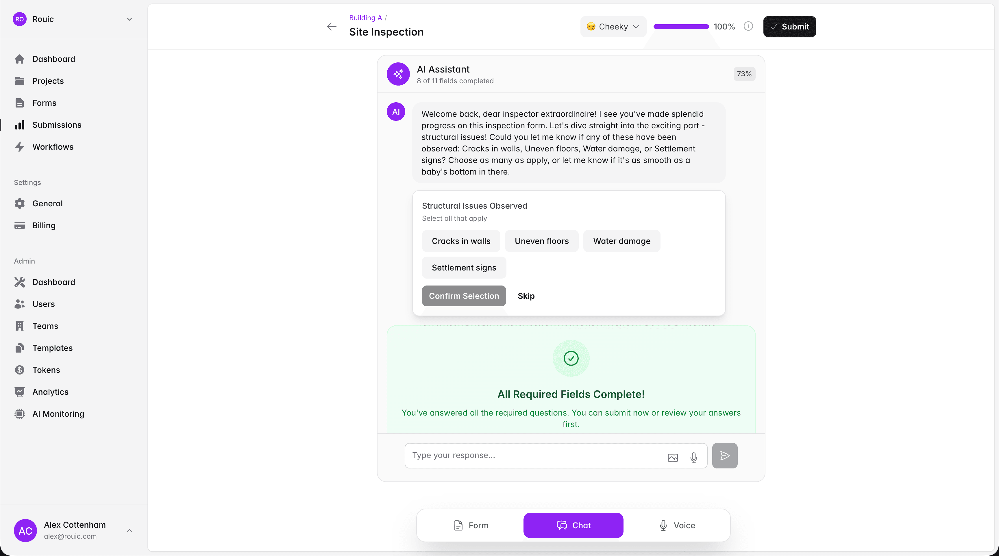 Construction workflow in TalkReport